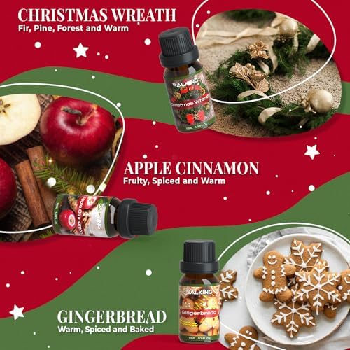 SALKING Christmas Fragrance Oils, Essential Oils Set for Diffuser for Home