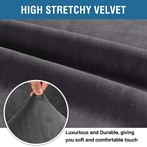 H.VERSAILTEX Stretch Velvet Armchair Cover Couch Covers 1 Cushion Chair Slipcover for Living Room Furniture Cover Crafted from Thick Comfy Rich Velour (Chair 31"-49", Gray)