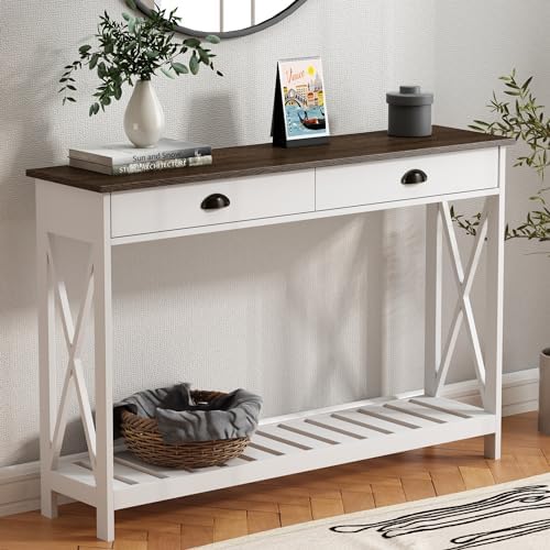 ChooChoo Console Table with Drawer for Entryway with Stable X Supports