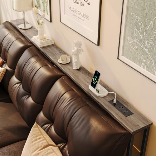 Huuger 78.7 Inch Console Table, Skinny Sofa Table with Charging Station