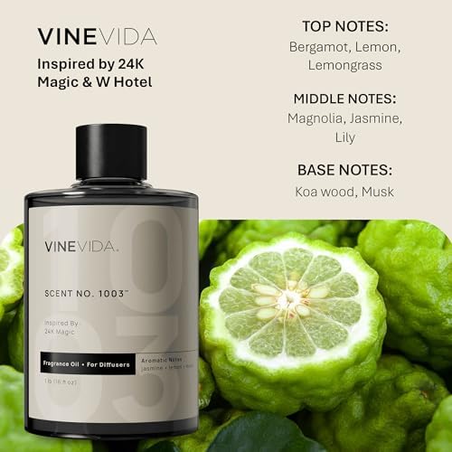 VINEVIDA [16 Fl Oz] Scent NO. 1003 Fragrance Oil for Cold Air Diffusers, Aromatic Notes of Lemon Jasmine Musk, Essential Oils for Diffuser Oil Refill & Air Freshener Room Spray