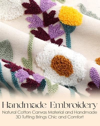 Canvas Embroidered Narrow 13"x 72" Table Runner, Wild Flower
