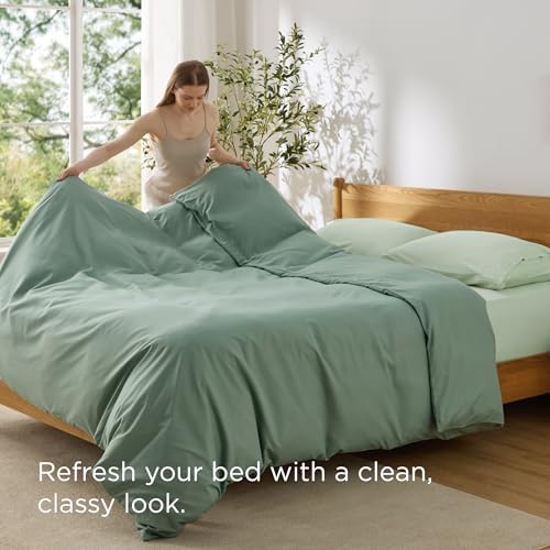 Bedsure Duvet Cover Queen Size, 1Pc Soft Double Brushed Bedding, Sage Green