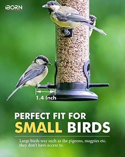 iBorn Bird Feeders for Outdoors 14" 6 Ports Chew-Resistant, Black, 1PK