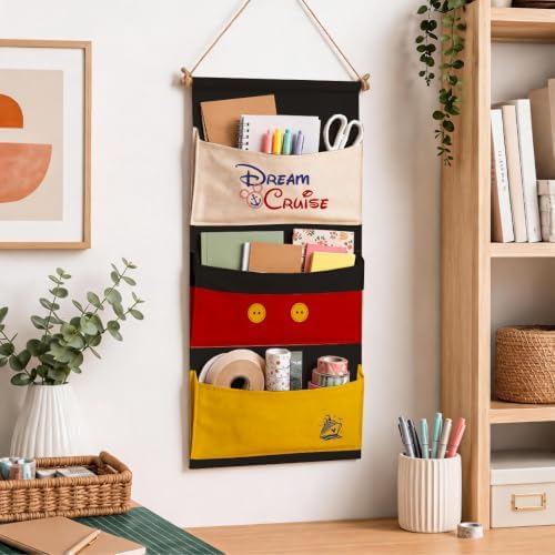 3-Pocket Hanging Wall Organizer, Cute Cruise Ship Design for Playroom Door