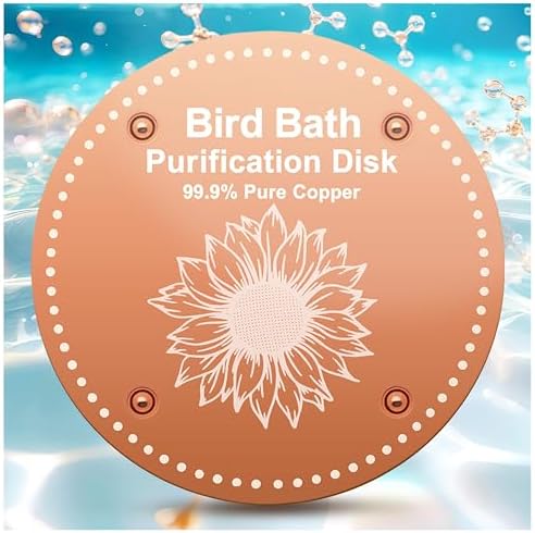 OICEME Bird Bath Purification Disk Pure Copper Outside Winter Solar Power Birdbath Hummingbird Bee Water Fountain Solar Power Window Feeder Stand Nectar Food Pole House Hanging Birdhouse Accessories