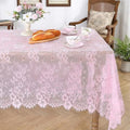Vintage Lace Tablecloth 60"x120" Rectangle Pink Wedding Overlay 10FT Fabric