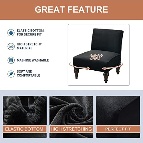 Eco-Ancheng Armless Chair Slipcover Removable Armless Accent Chairs Covers Washable Armless Slipper Chair Slipcover Printed Armless Chair Furniture Protector Covers for Living Dining Room Hotel