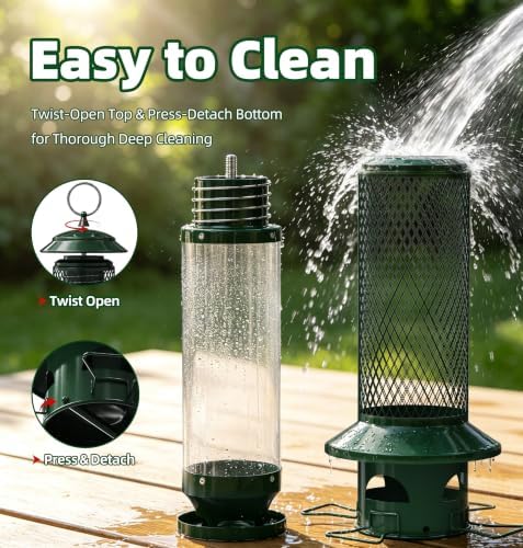 Squirrel Proof Bird Feeders for Outdoors Hanging, Chew Proof Bird feeders