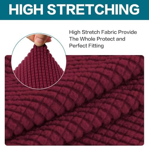 Turquoize 2 Piece Chair Covers Chair Slipcovers for Living Room Small Armchair Chair Cover with Arms Washable Furniture Cover for Chairs Feature Thick Jacquard Fabric (Small Armchair, Burgundy)