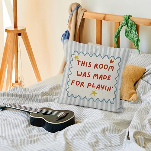 Kids Playroom Throw Pillow Cover 18x18, This Room was Made for Playin' Decorative Pillow Covers for Kids Toddler Boy Girl Nursery Room Bedroom Playroom, Nursery Accent Pillows Cover Pillowcases