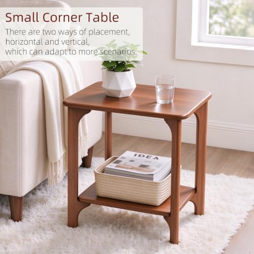 Solid Wood Walnut Small Side Table for Living Room, Bedroom