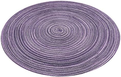 SHACOS Round Braided Placemats Set of 6 Round Placemats Cotton Blend Fabric Table Mats for Wedding Party (Light Purple, 6)