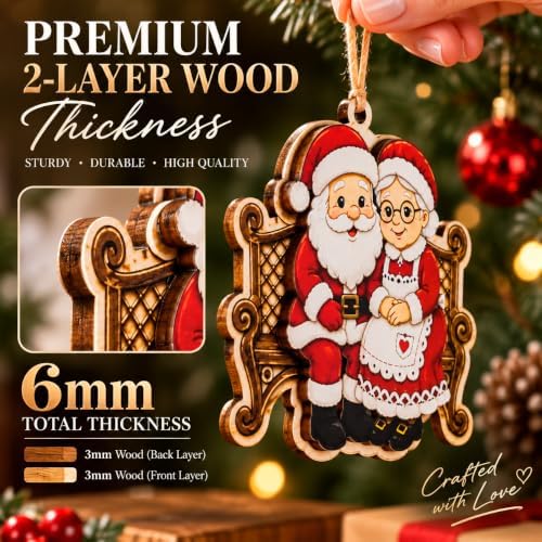 Santa and Mrs. Claus Christmas Tree Ornament 2026, Vintage Christmas Ornament, Traditional Christmas Decor, Cute Holiday Ornament, for Women, Friends, Family