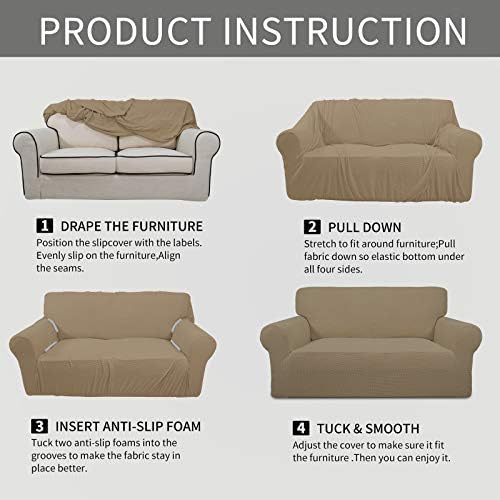 Easy-Going Stretch Oversized Sofa Couch Slipcover Washable Tan