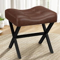 Memobarco 18-Inch Large Leather Vanity Stool Chair, Dark Brown Makeup Stool