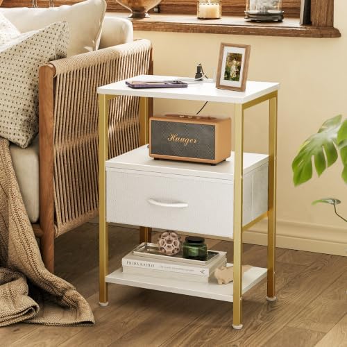 SUPERJARE Nightstand with Charging Station, USB-C Port, Bedside Table