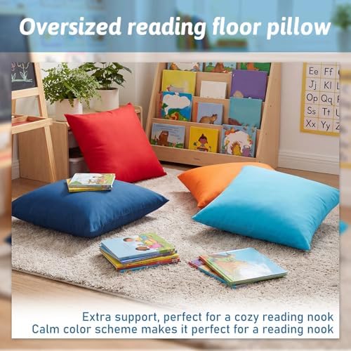 CroBlissful 4 Pcs Extra Large Floor Pillows Kids Classroom, Assorted Colors