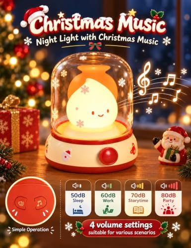 WANDIEA Rechargeable Night Light for Kids, Christmas Decor & Bedroom Lamp