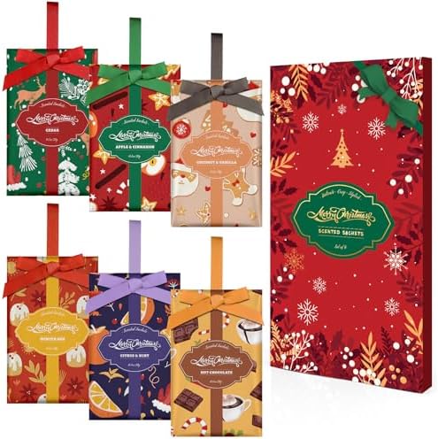 SCENTORINI Christmas Scented Sachets for Drawer and Closet, 6 Pack XL