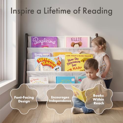 Humble Crew Kids Bookshelf, Montessori Front Facing Toddler Bookcase 4 Tier