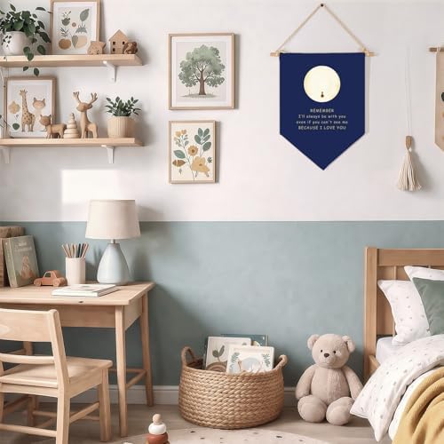 Blue Lnspired Canvas Flag Wall Art,Poster for Kids Room,Blue Nursery Decor for Baby Boy or Girl,Hanging Banner Wall Decor for Bedroom Playroom Reading Nook Home School