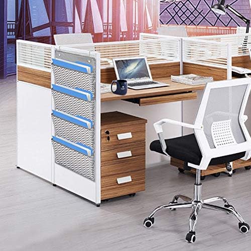 Wall Mount/Over Door File Hanging Storage Organizer - 4 Large Document Organizer Holder for School, Classroom, Home or Office Use, Wave Pattern