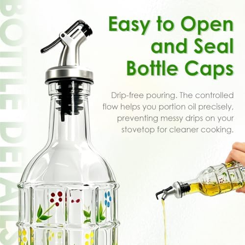 17oz Glass Square Olive Oil Dispenser with Pour Spout