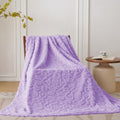 Home Fleece Throw Blanket for Couch, Bed, TV, Party, and Gift - 3D Jacquard Decorative Blankets - Cozy Soft Lightweight Fuzzy Flannel Blanket, All Seasons, 50x70 Inches, Lavender-1