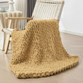 Bigacogo Chunky Knit Throw Blanket for Couch, 40x40 inches, Goldenrod