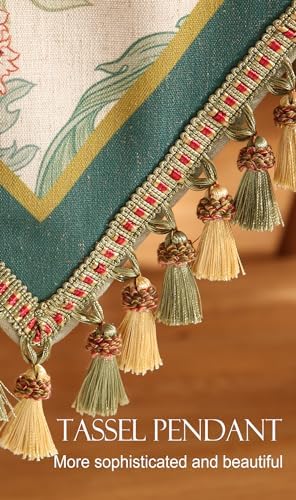 patdrea Designer Vintage French Green Floral Table Runner,12"X118"