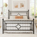 Allewie Queen Size Metal Platform Bed Frame, Victorian Headboard, Black