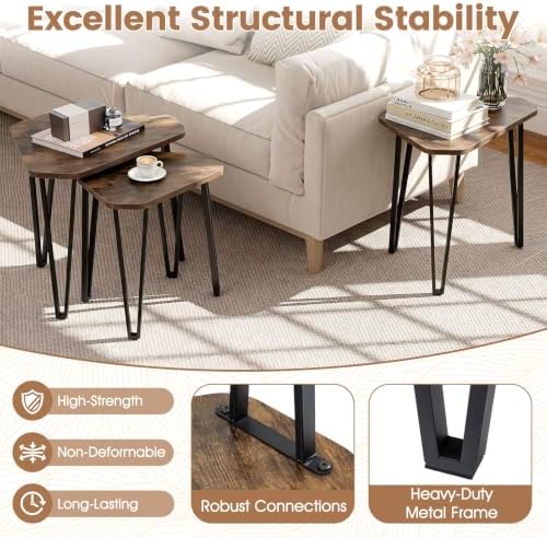 GIANTEX Nesting Coffee Tables Set of 3, Stacking End Tables for Living Room