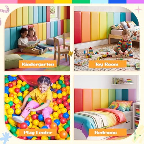 8 Pack Wall Padding Headboard 19.69" x 7.87" x 1.18" Rainbow Colors