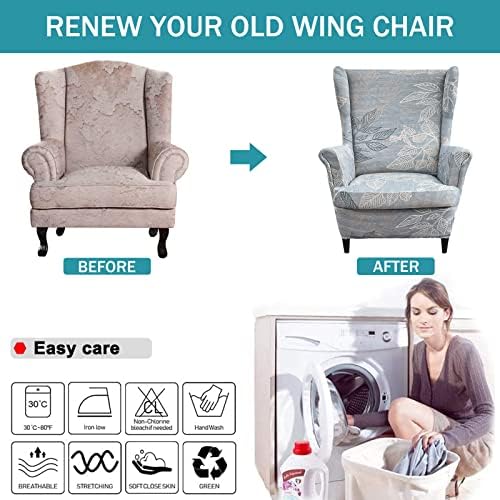 NILUOH Stretch Wingback Chair Slipcovers 2-Piece