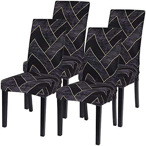SearchI Dining Room Chair Covers Set of 4, Stretch Printed Parsons Chair Slipcovers Super Fit Removable Washable Striped Kitchen Chair Protector Cover for Dining Room, Hotel, Ceremony(Flower Pattern2)