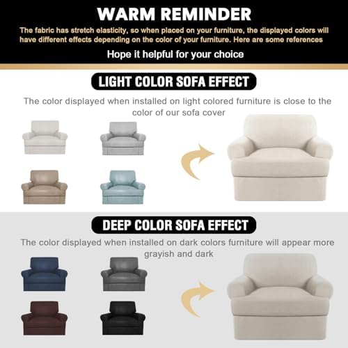 PrinceDeco 2 Pieces T Cushion Chair Slipcover Stretch Couch Covers for T Cushion Sofa Slipcovers Chair Covers for Armchair with 1 Individual T Shape Seat Covers (29"-40")- Island Fossi