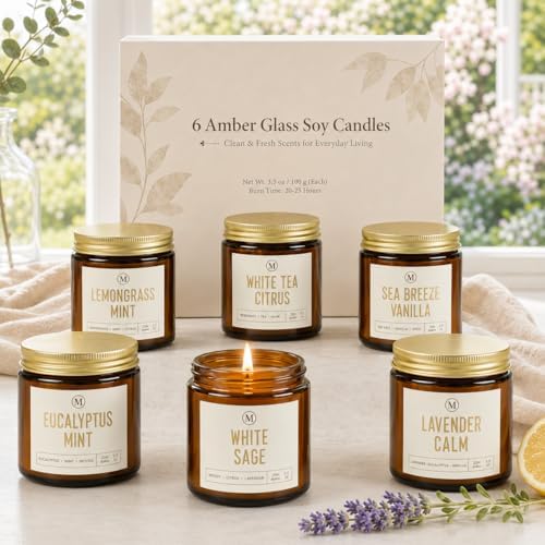 Candles Gifts Set for Women - 6 Pack Soy Wax Candles for Home Scented