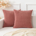 Kevin Textile Soft Corduroy 22x22 Inch Pillow Covers 2 Pack, Blush Pink