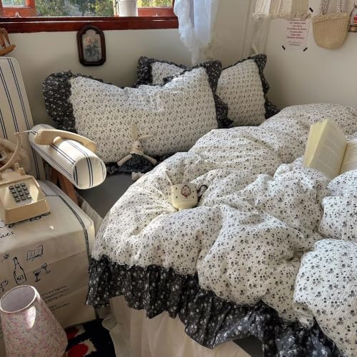 Duvet Cover Full Size with 2 Pillowcases,Vintage Floral Bedding