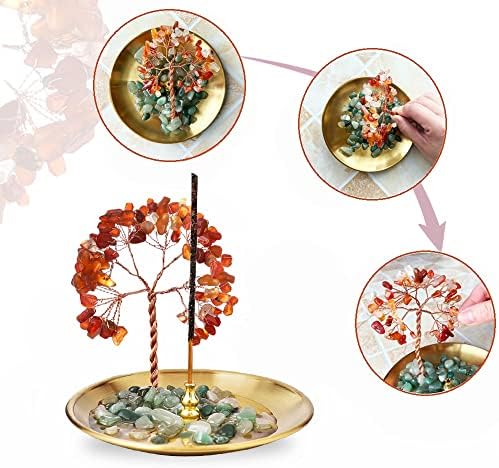 Incense Holder for Sticks, Healing Crystal Stone Money Tree Incense Burner, Ash Catcher for Yoga, Meditation and Home Decor