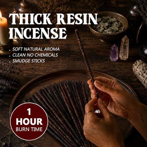 Smudge Incense Sticks Variety Pack - 6 Resin Scent, 72 Thick Insence-Sticks