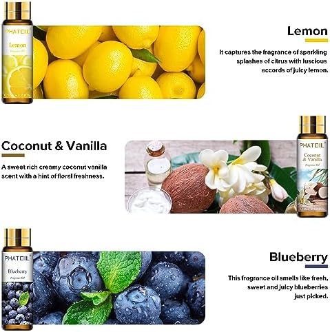 PHATOIL Fruit Fragrance Oil Set for Diffusers for Home, Soap Candle Making