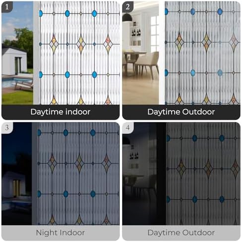 ADD.HERES Window Privacy Film, Stained Glass Window Film, 35.4" x 78.7"