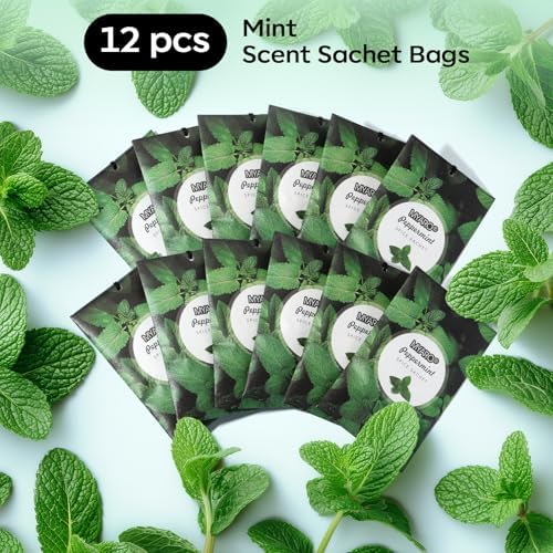 MYARO 12 Pack Peppermint Scented Sachets, Closet Deodorizer Car Freshener