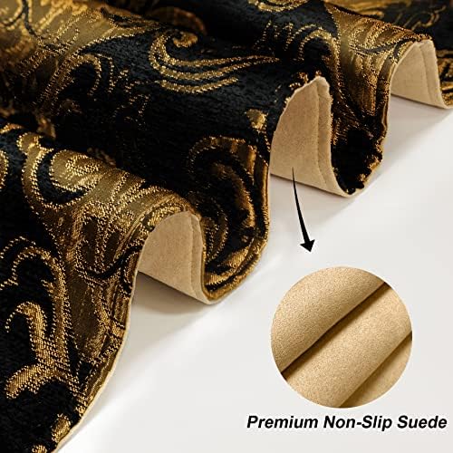 Loom and Mill Luxury Vintage Chenille Table Runner 120 Inches Long, Black