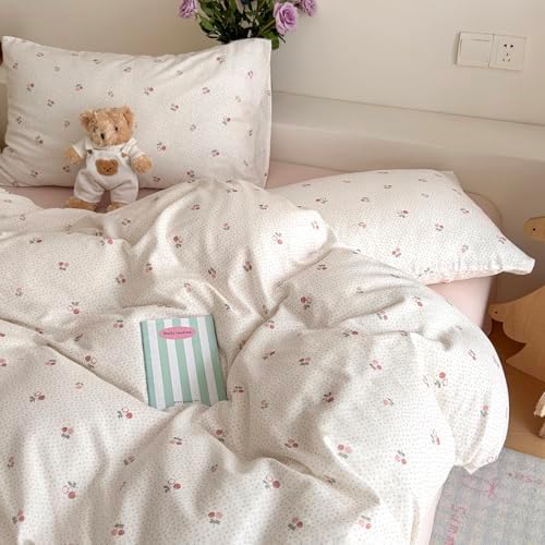 Floral Twin Duvet Cover Set Cotton Double Gauze Comforter Cover Twin Boho Chic Vintage Patterned Duvet Cover Set with Zipper Farmhouse Cottage Bedding Set for Girls Duvet Protector