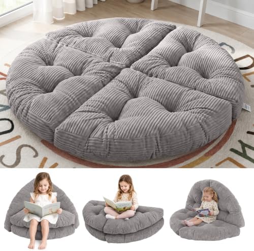 blue page Round Kids Play Mat 5.9 in Thick, 6-in-1 Circle Nursery Rug