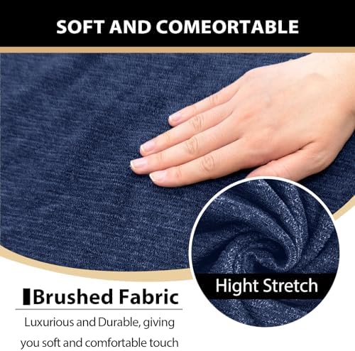 3 Pieces Sofa Covers fot T Cushion Loveseat Slipcover, Sofa Stretch Slip Covers for 2 Cushion Couch with 2 Individual T Shape Seat Covers (Navy, 2 Cushion)
