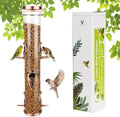 MIXXIDEA 1PK Metal Wild Bird Feeder,Squirrel Proof Bird Feeders for Outside,Hanging 6 Port Tube Bird Feeder,Finch Bird Feeder for Attracting Birds in Your Lawn, Garden, Balcony-Antique Copper
